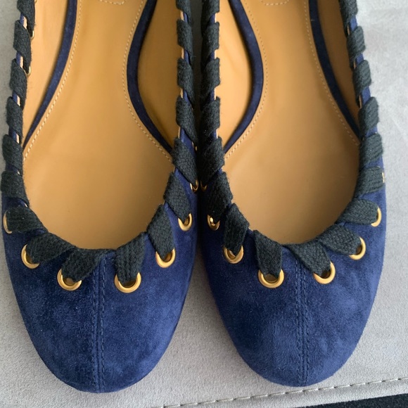 NWT CHLOE Dark Blue/Black Suede Grommet Flats size Eur 36 - Picture 11 of 13
